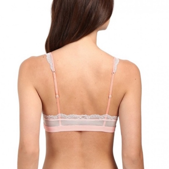 Free People Plunge Mesh Lace Trim Pink Bralette - Picture 7 of 8